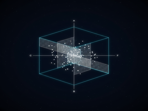Parameter space definition with 3D coordinate axes and constraint surfaces
