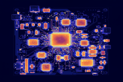 PCB thermal map showing component hotspots