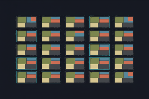 Grid of die layout variants with screening results