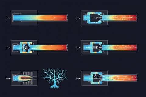 Cooling channel design comparison with thermal gradients